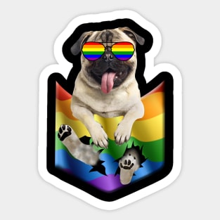 Pug In Pocket LGBT Pride Flag For Dog Lovers Sticker